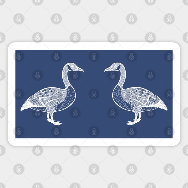 Canada Geese in Love - cute goose bird design - dark colors Magnet by Green Paladin